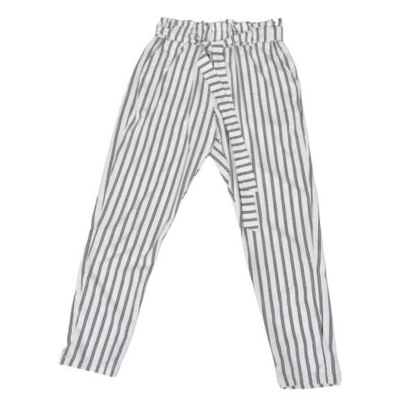 Women Pants Medium Striped Polyester Tie waist ruffles Urban Heritage - Picture 2 of 13